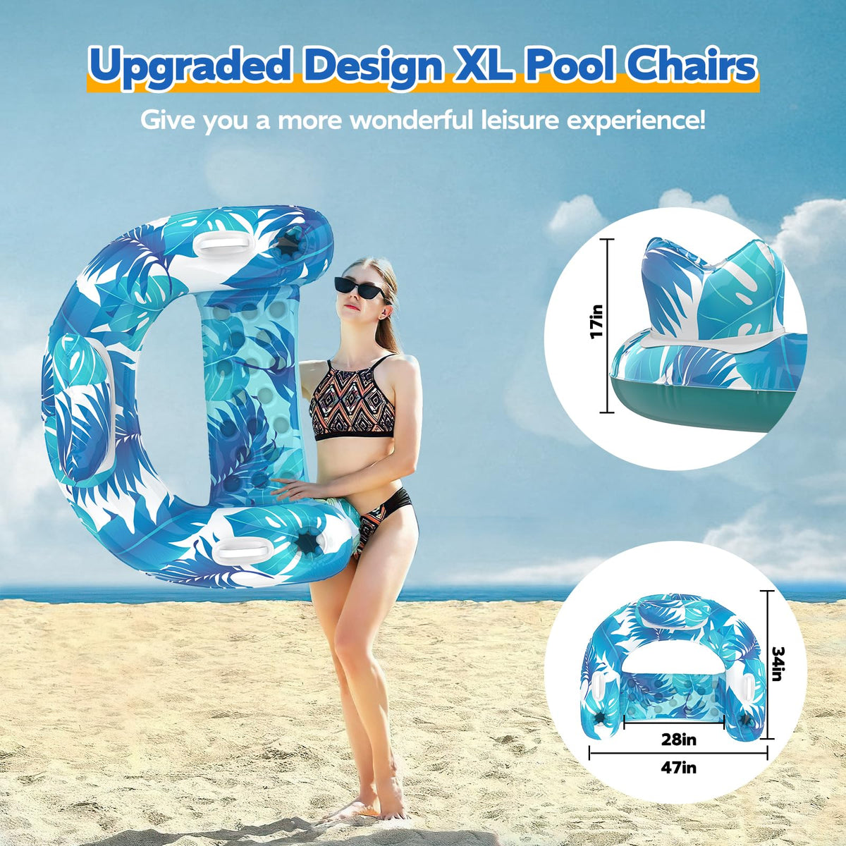 4 Pack Inflatable Pool Floats with Cupholders B201578