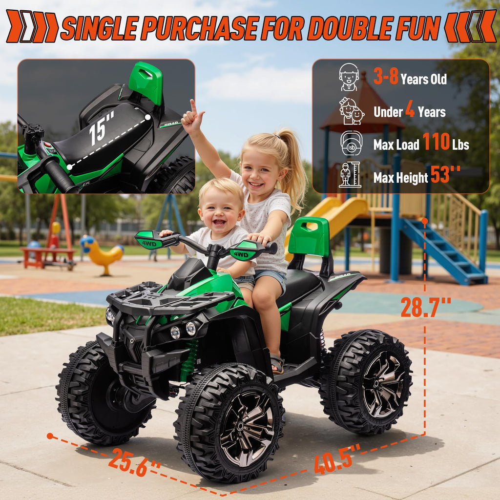 24V Kids ATV 4 Wheeler Green Q703