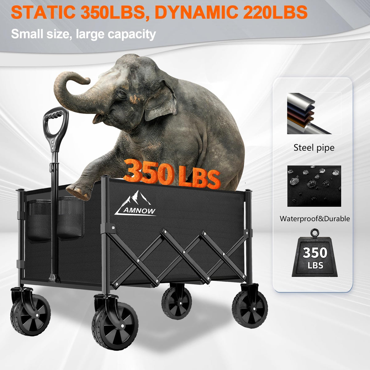 100L Collapsible Wagon Cart with All Terrain Wheels O1641