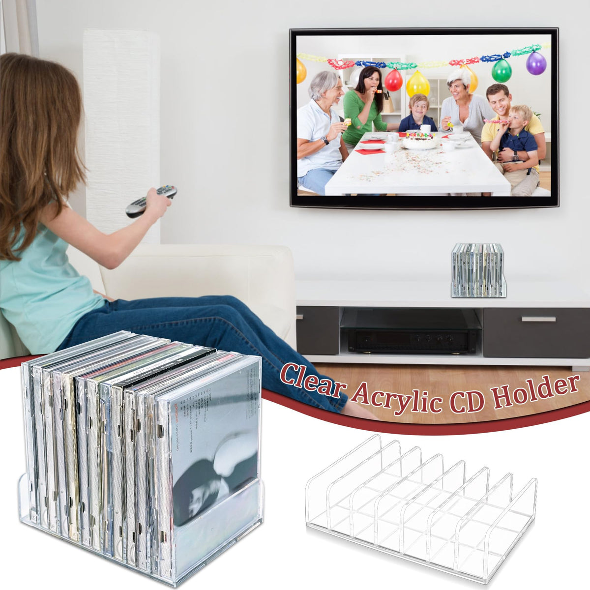 2 Pcs Clear Acrylic CD Holder C3450