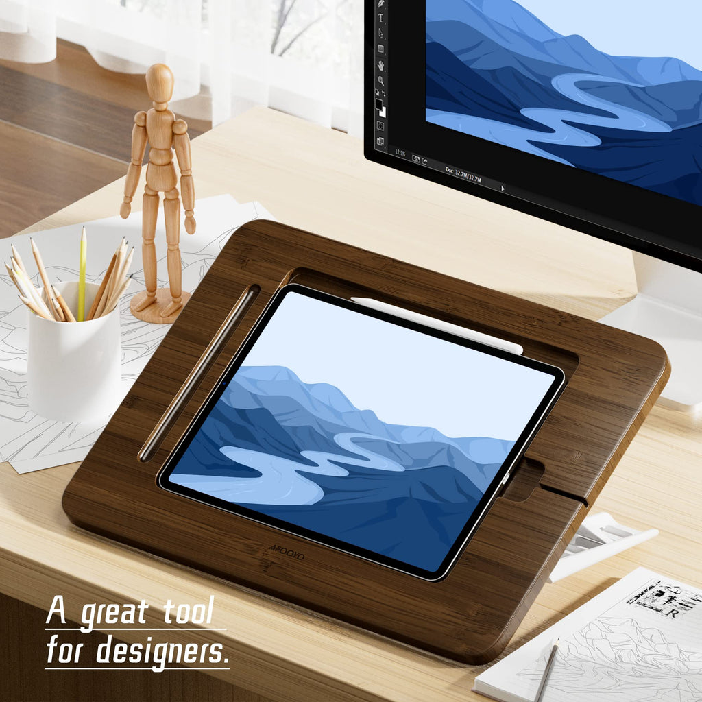 Bamboo Tablet Stand with 5 Pack Pencil Grips U868