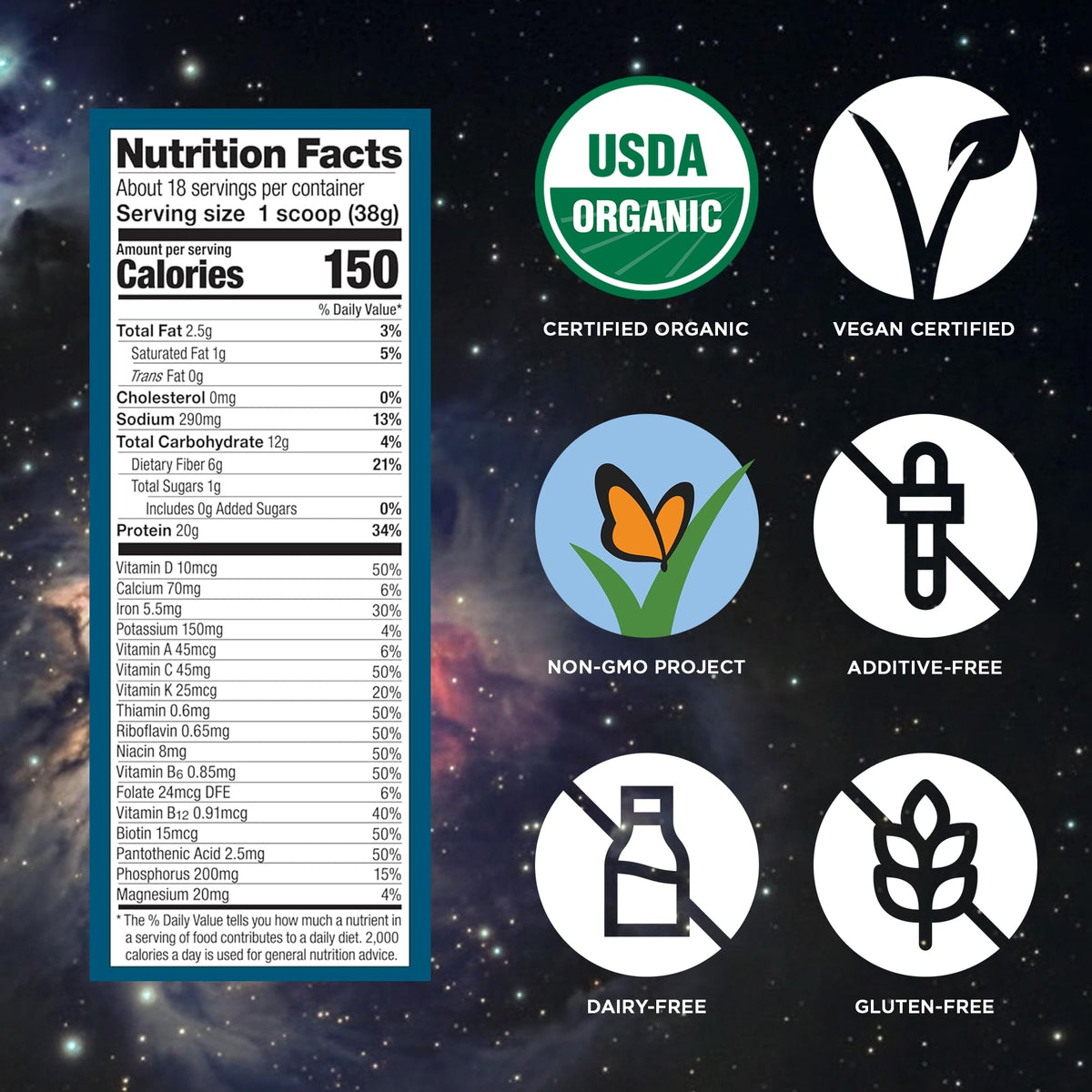 Organic Vegan Protein Powder French Vanilla 1.5 lbs V814