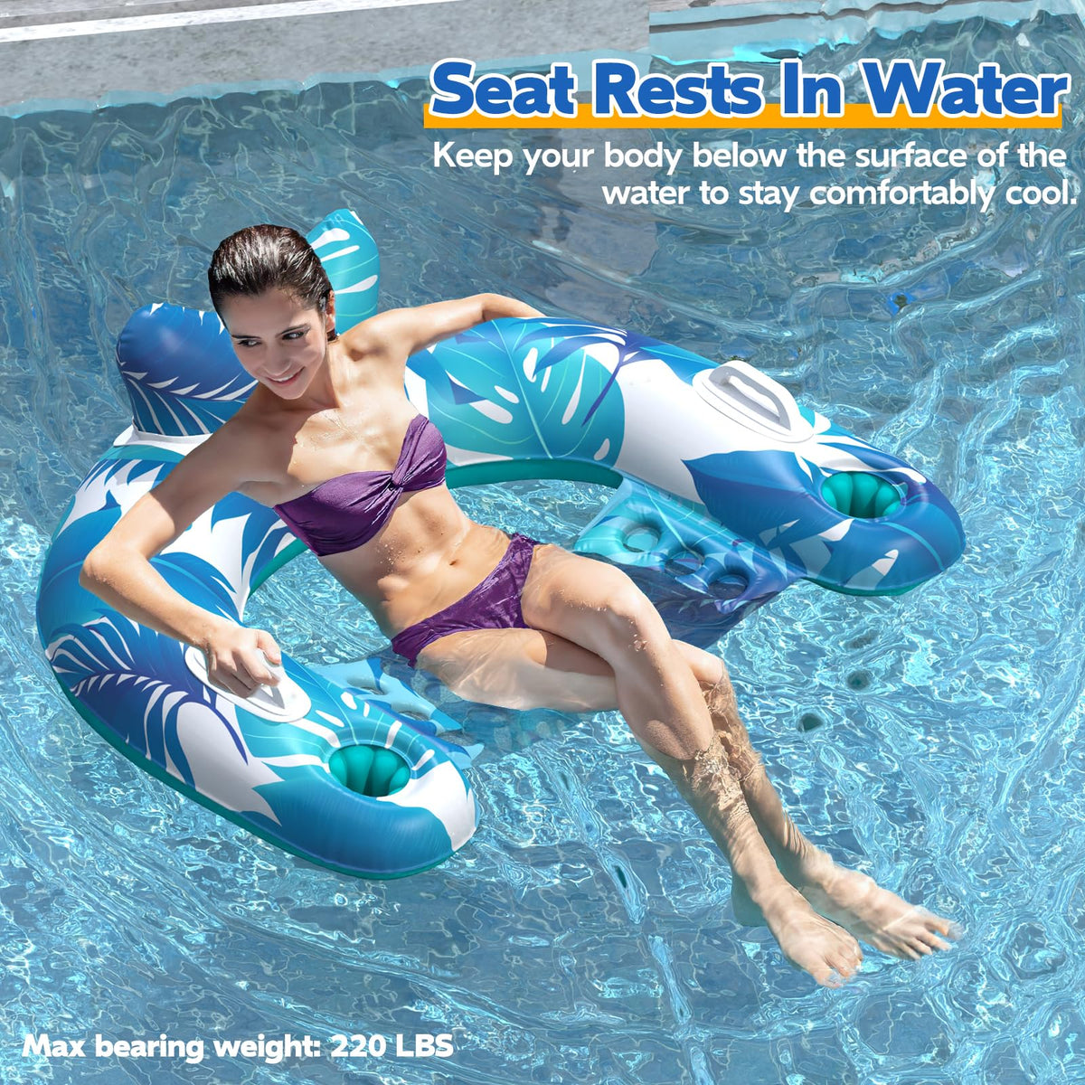 4 Pack Inflatable Pool Floats with Cupholders B201578