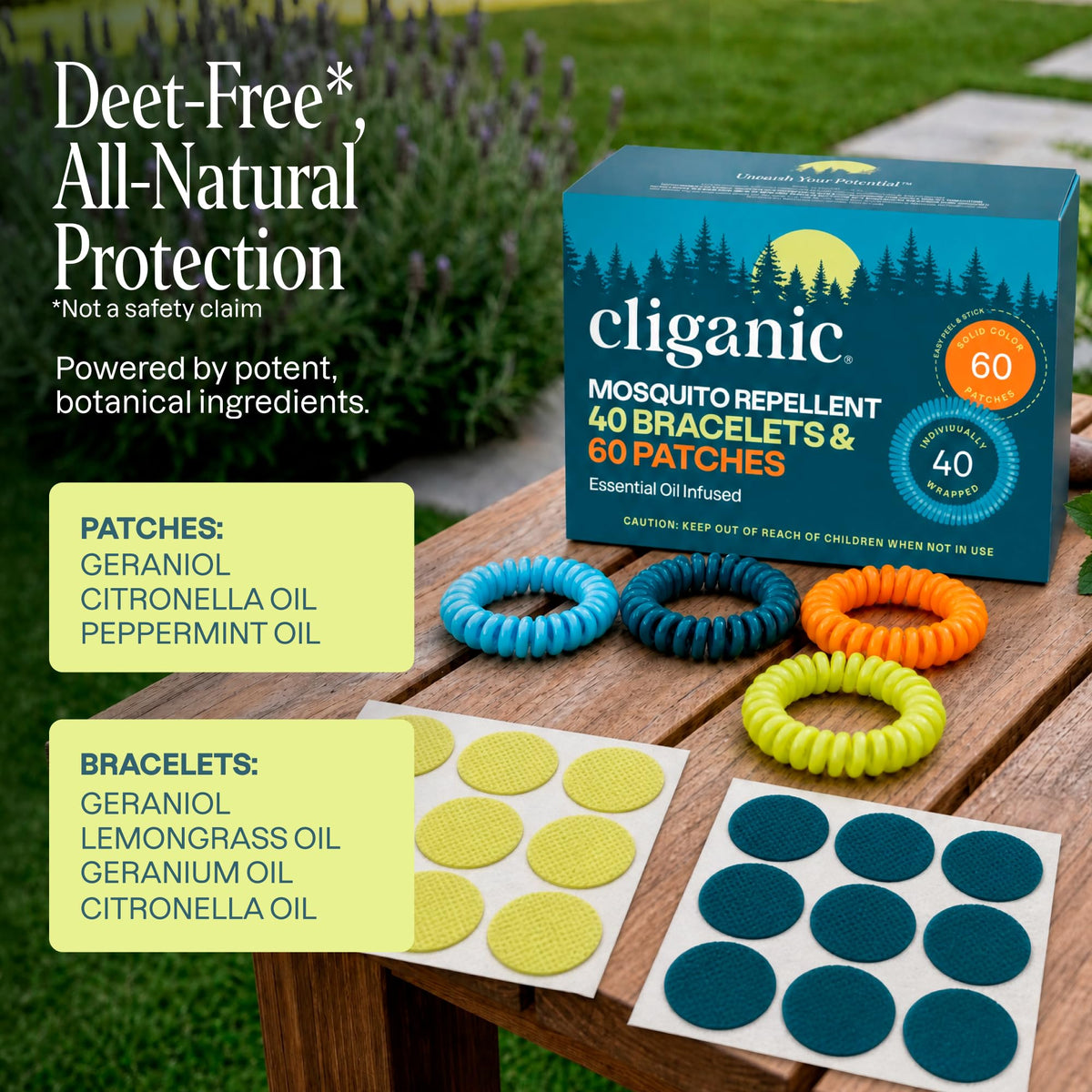 Mosquito Repellent Bracelets & Stickers, 40 Bands & 60 Patches N712