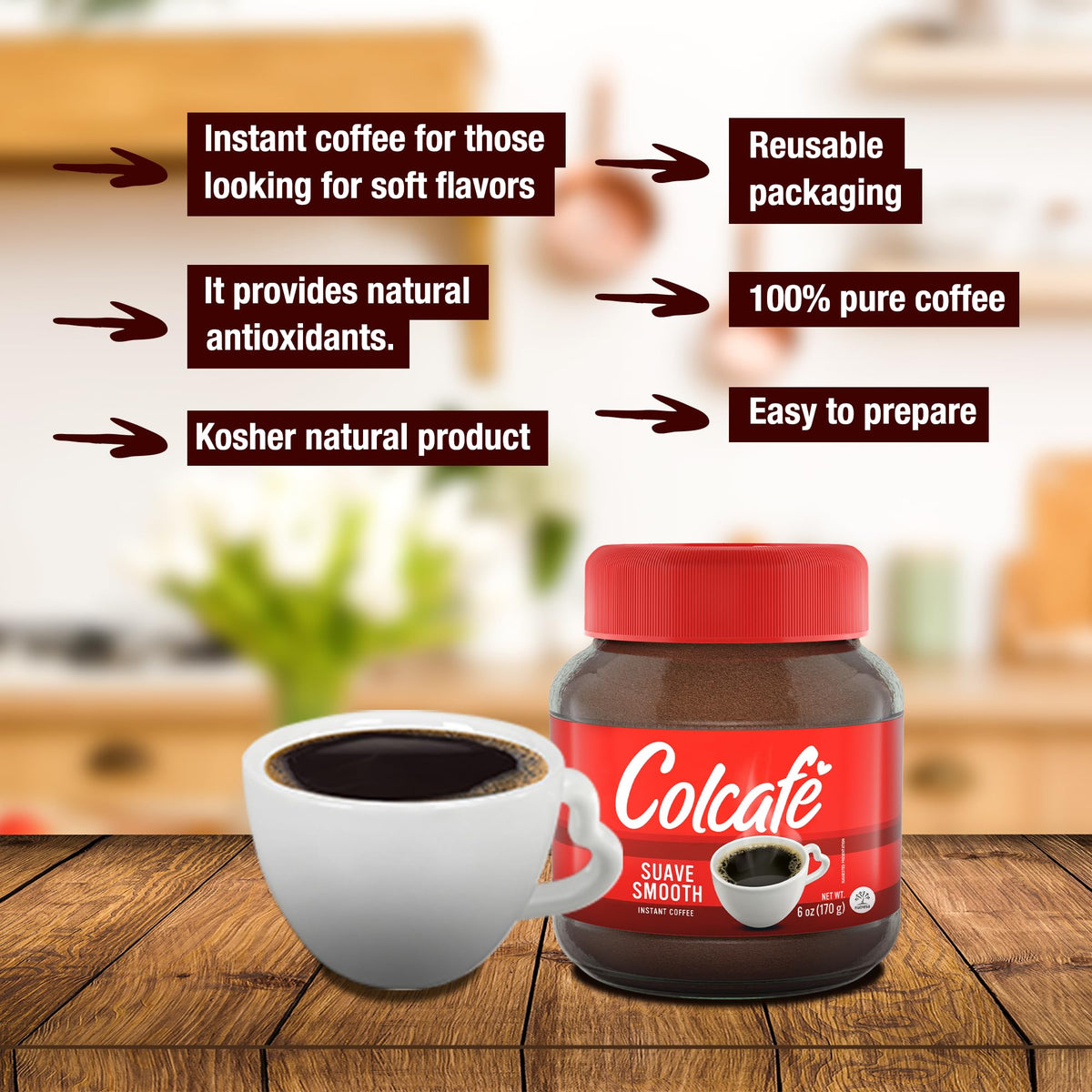 Instant Coffee 100% Colombian 6 Ounce (Pack of 4) Q1679
