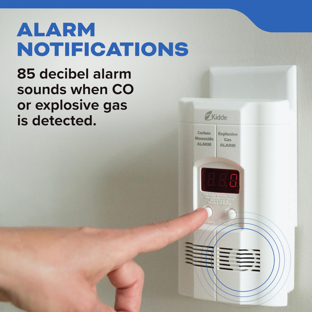 Carbon Monoxide & Explosive Gas Detector, Plug-in with Battery Backup E2198