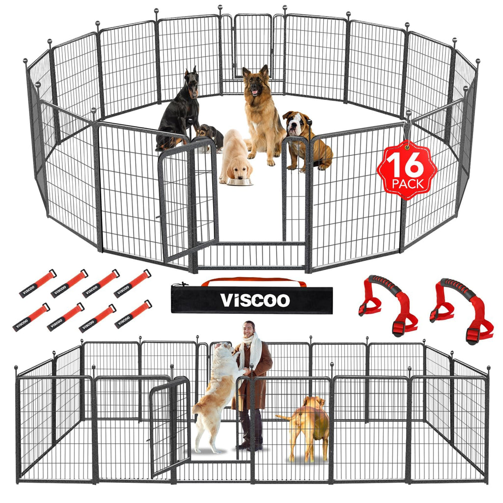 16 Panels 40" High Metal Dog Playpen with Gate I3660