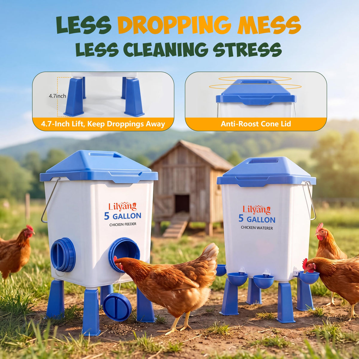 Chicken Feeder and Waterer Set 5 Gallon G693623
