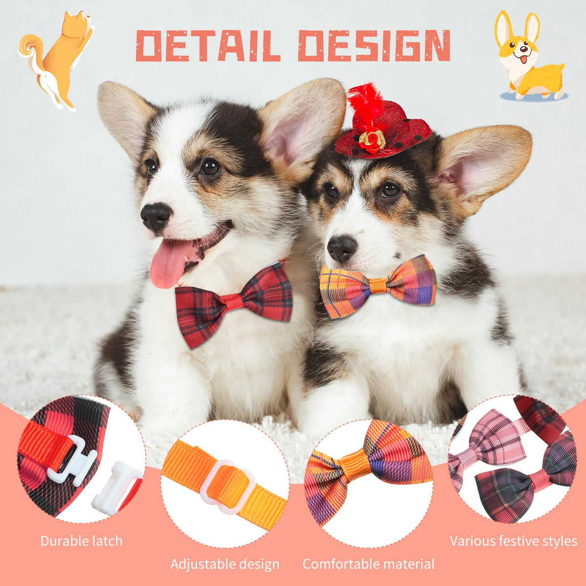 80 Pcs Dog Bow Ties Assorted Pattern N154
