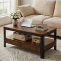 39.4" Walnut Solid Wood Fluted Coffee Table with 2 Drawers D49715