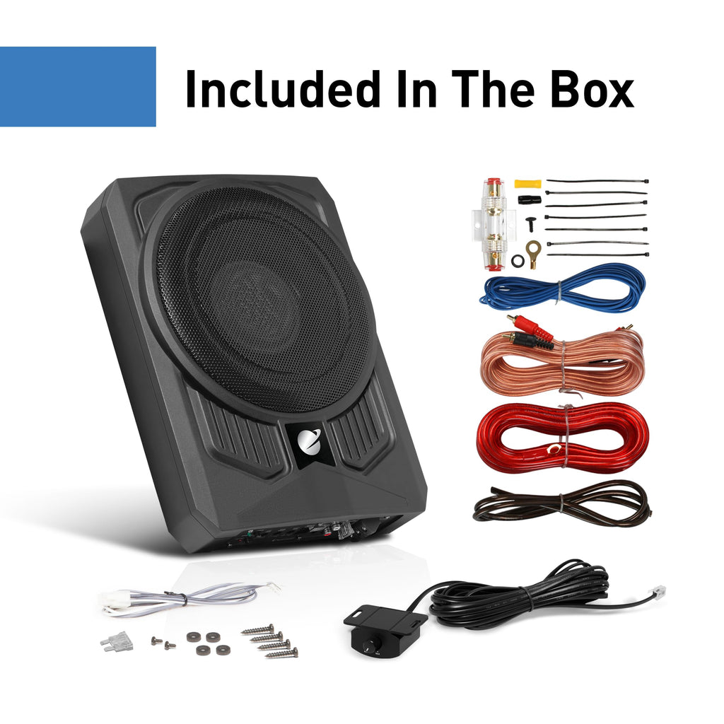 10 Inch 1000 Watt Powered Car Subwoofer and Wiring Kit P49899