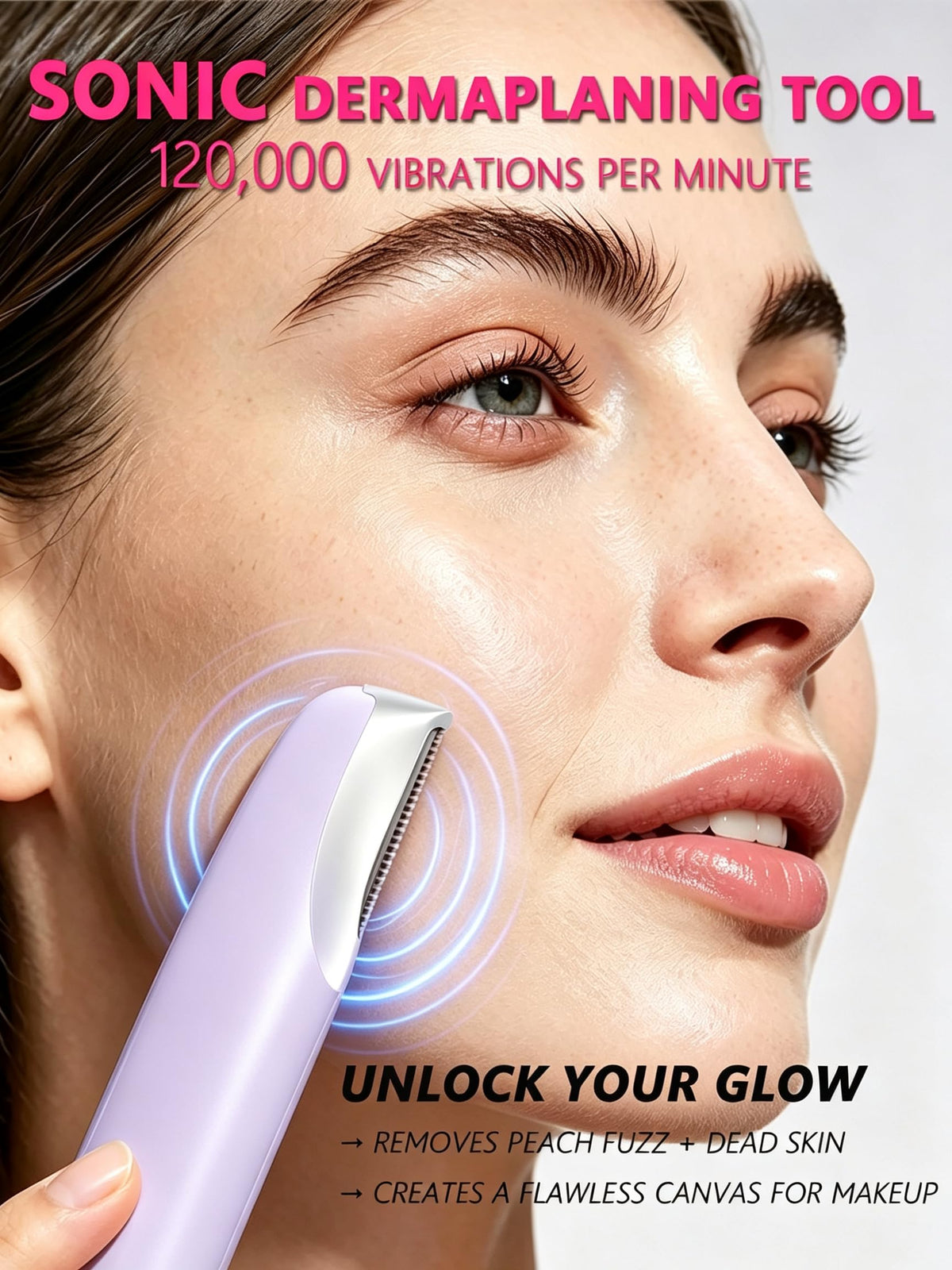 Sonic Facial Hair Remover with LED Light, 4 Replacement Blades D973719