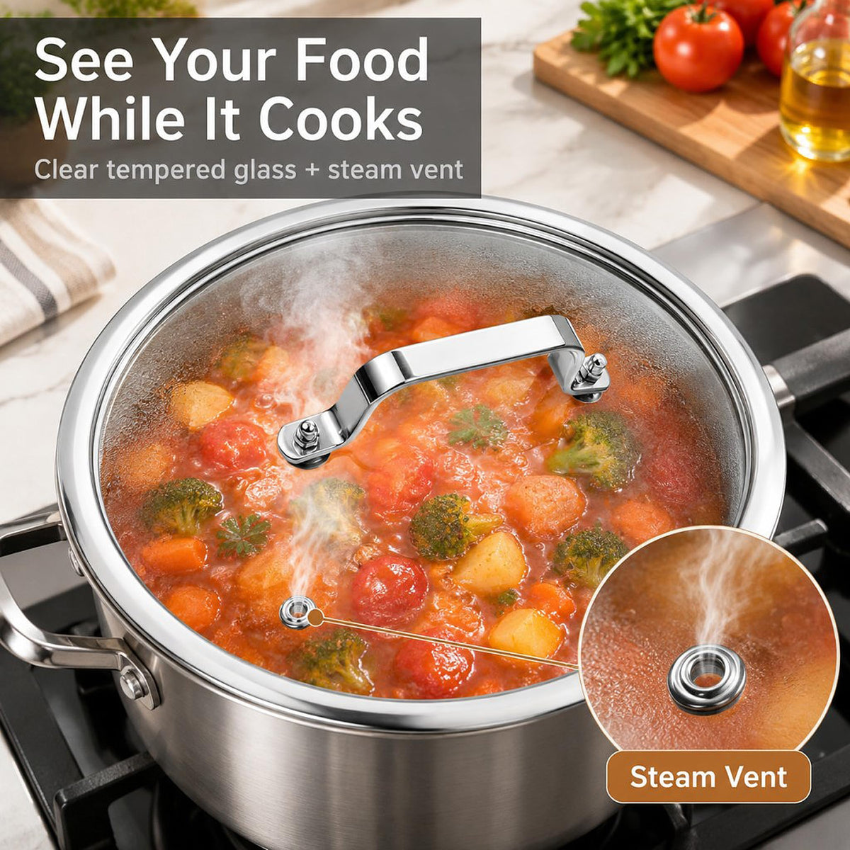 10 Inch Tempered Glass Pot & Pan Lid E573