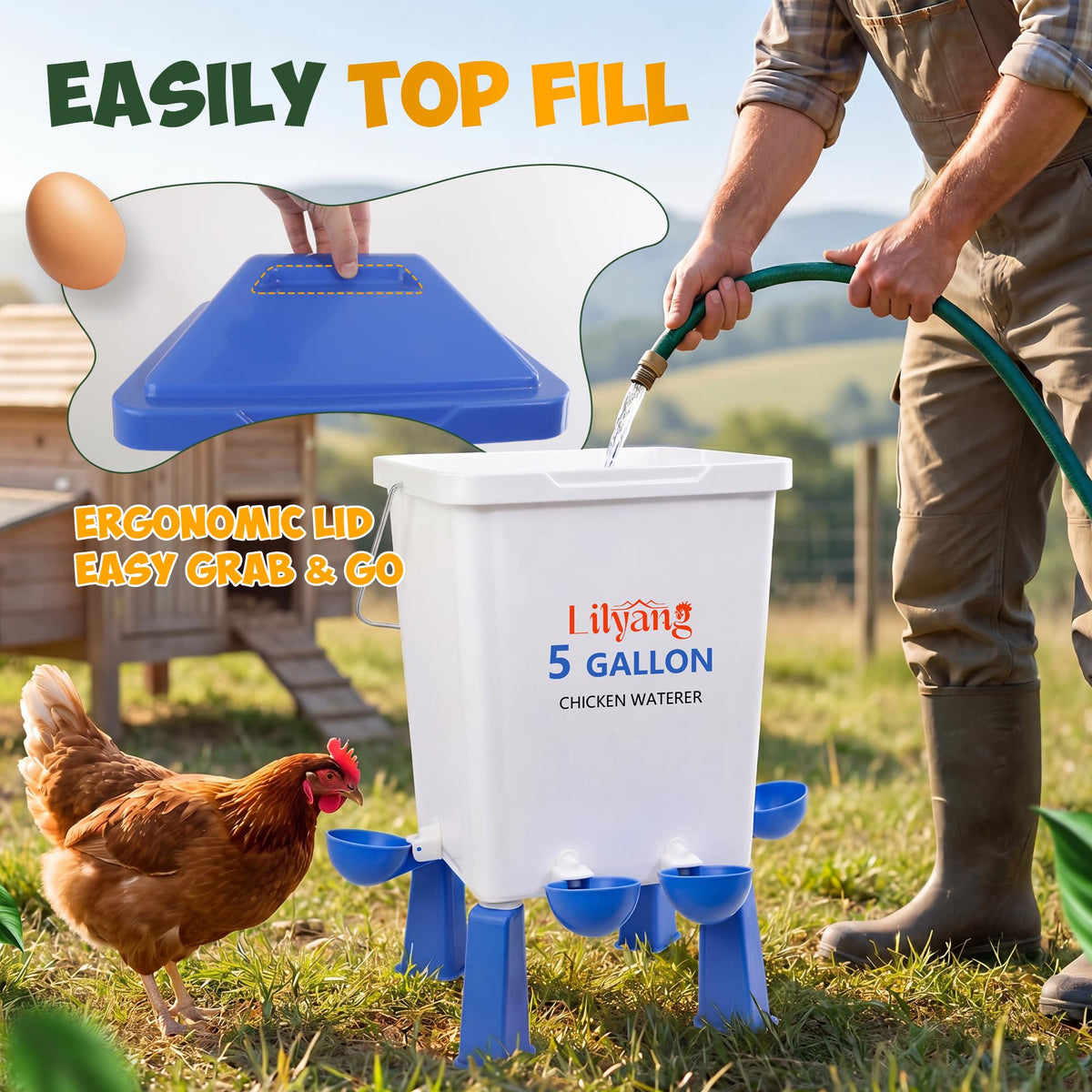 Chicken Feeder and Waterer Set 5 Gallon G693623