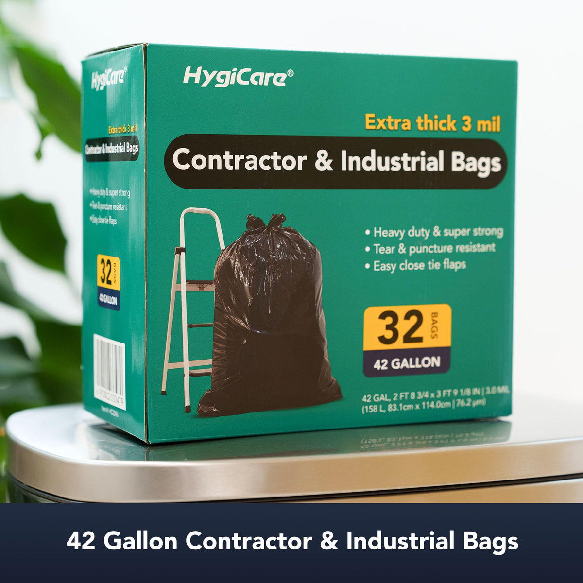42 Gallon Extra Thick 3MIL Heavy Duty Bags with Tie Flaps, 32 Count U963