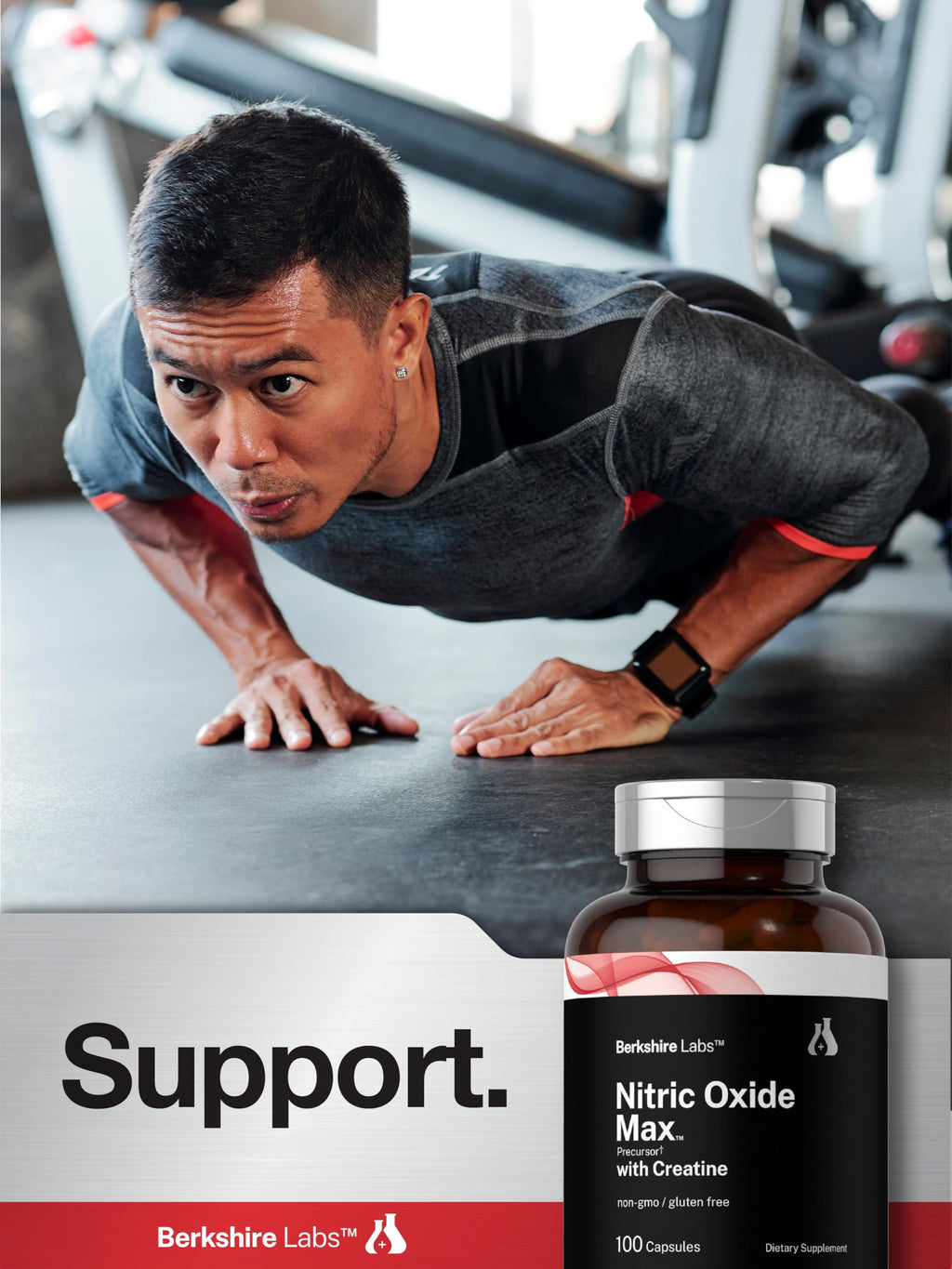 Nitric Oxide Supplement with Creatine Monohydrate 100 Capsules E746