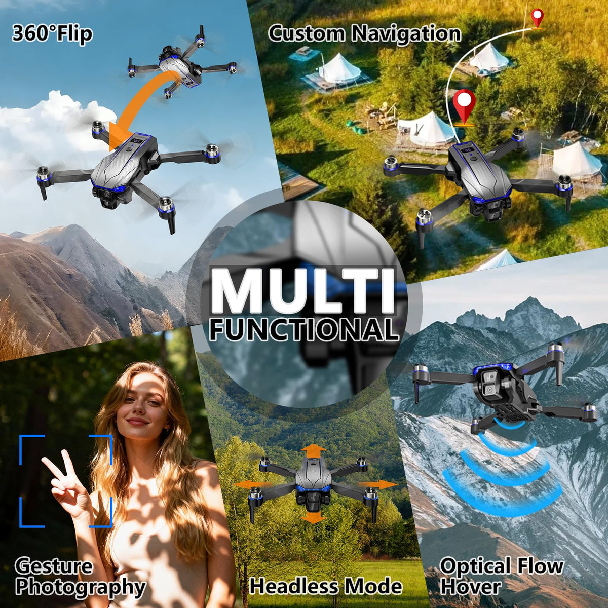 Foldable Mini FPV Drone with 1080P Camera, Carrying Case, 2 Batteries Z48638