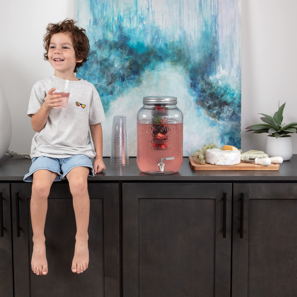 2-Gallon Glass Drink Dispenser with Spigot P7676