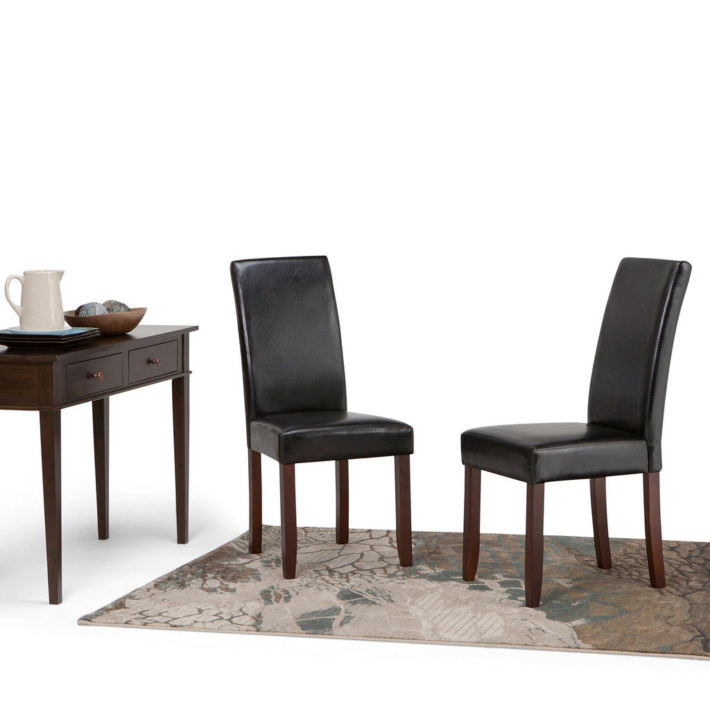 Black Vegan Leather Dining Chairs Set of 2 O474