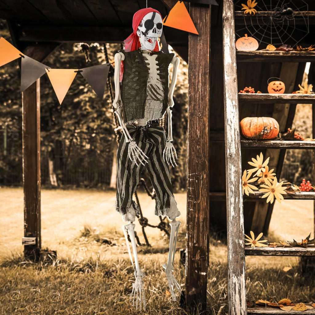 5.4Ft Posable Halloween Skeleton with Movable Joints S976091