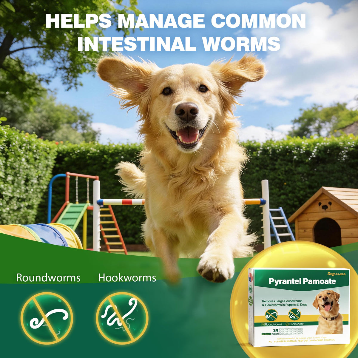 Chewable Pyrantel Pamoate Dog Dewormer 36 Tablets F901