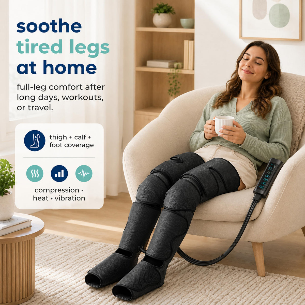 Air Compression Leg Massager with Heat and Ice Pack A1095