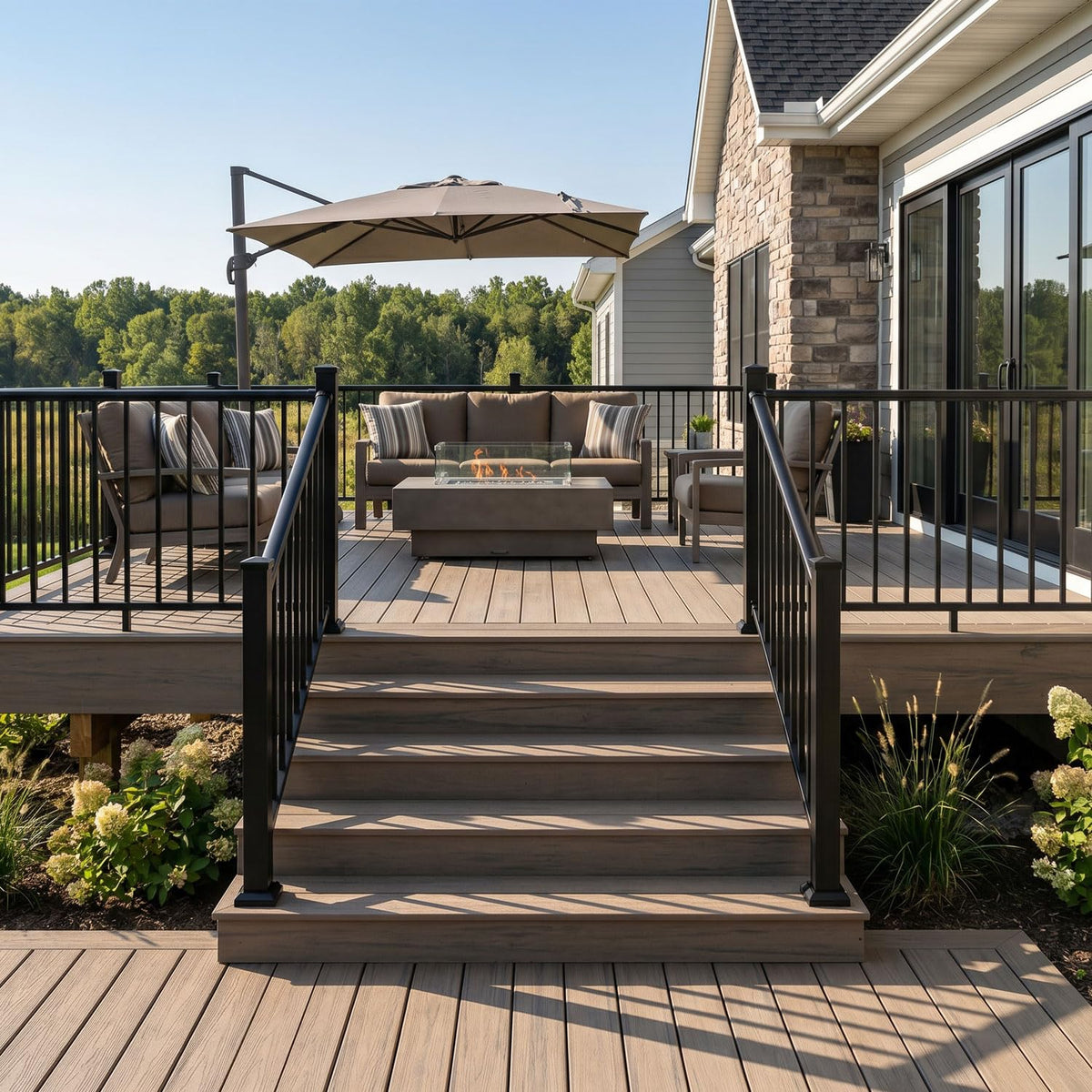 Heavy Duty Aluminum Stair Railing Kit, Textured Black L839