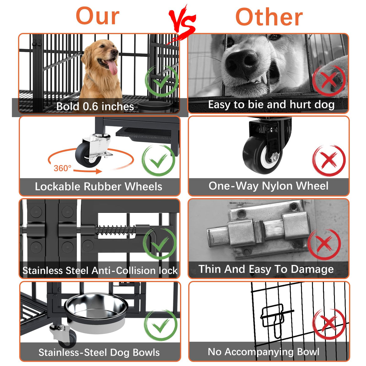 42" Heavy Duty Metal Dog Crate with Divider K561