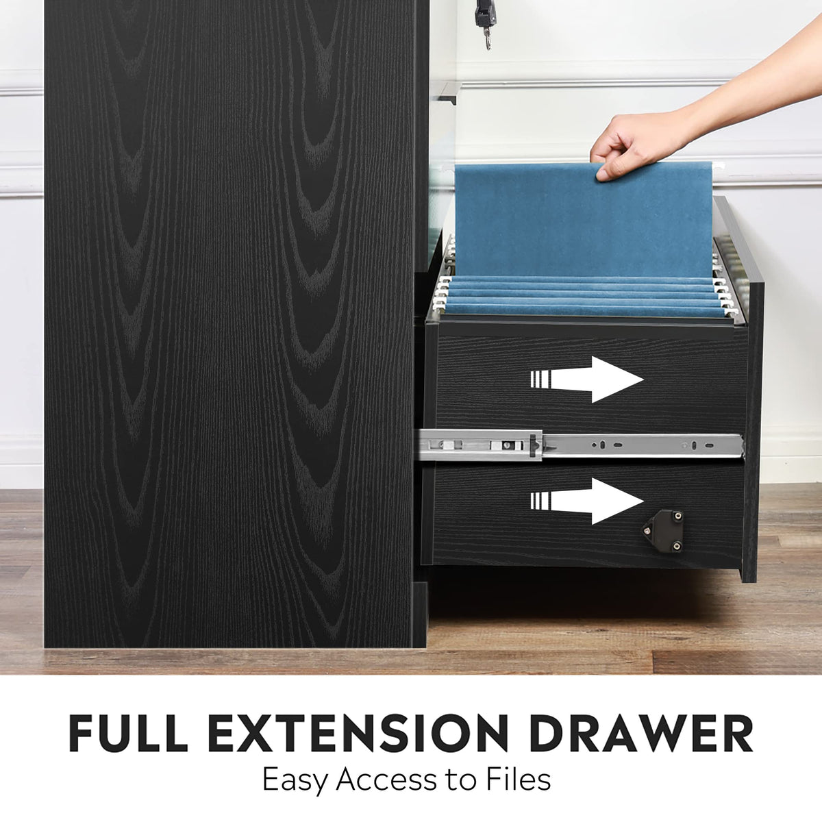 Black 2 Drawer Lateral File Cabinet with Lock P5641