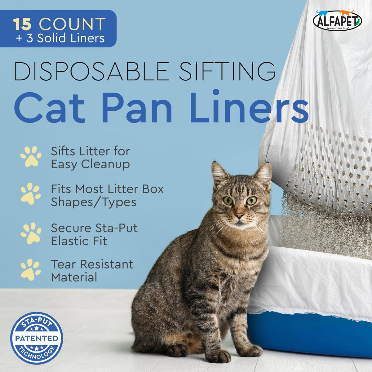 Jumbo 15 Count Pack of 5 Cat Litter Box Liners B90360