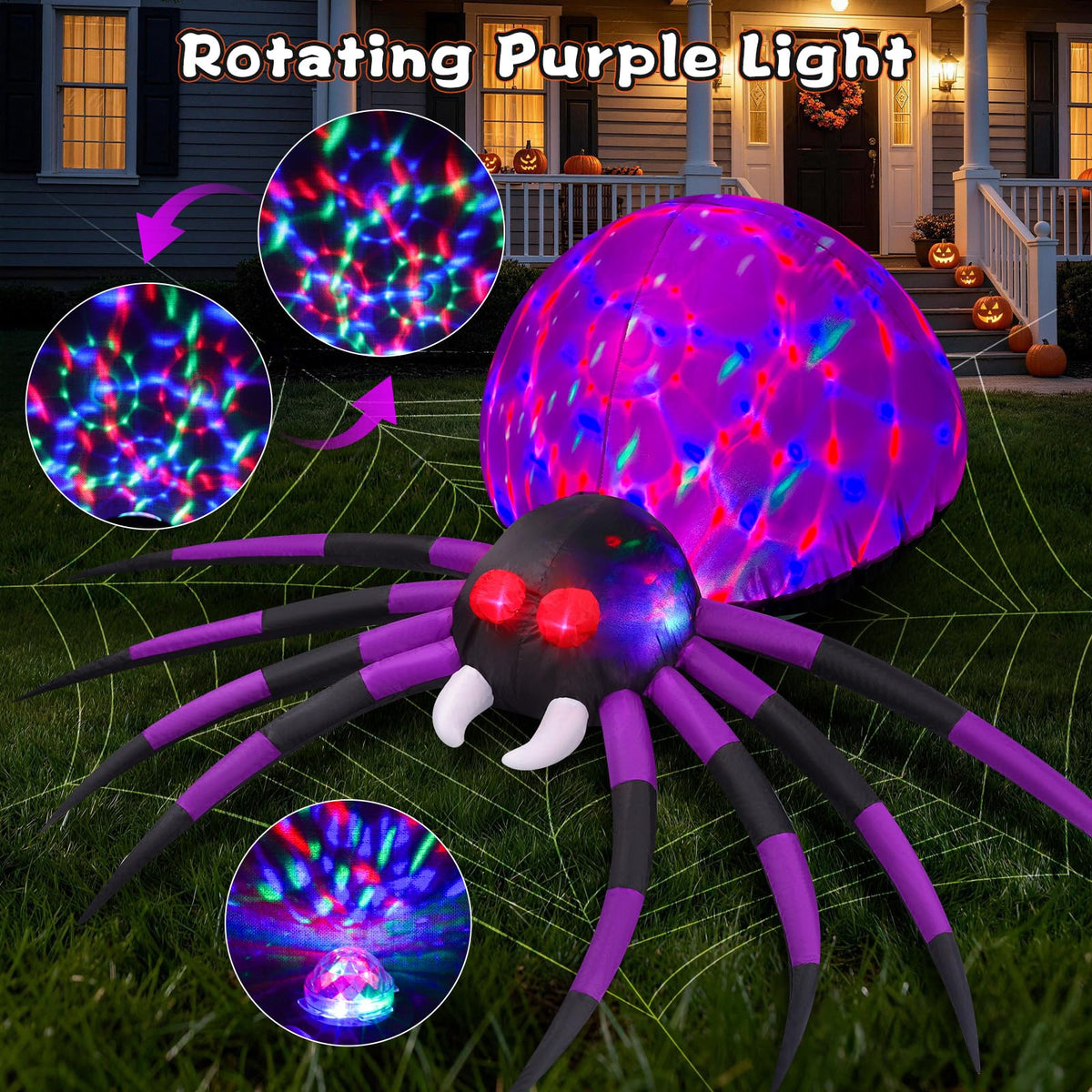 6 FT Inflatable Spider Outdoor Decoration with LED Lights J38514