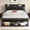 Black Full Size Upholstered Bed Frame with Storage V9050