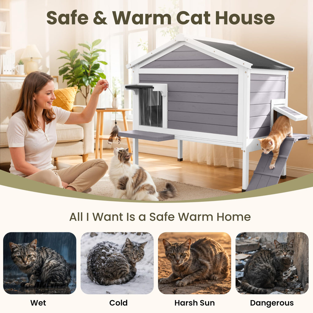 Insulated Outdoor Cat House H197
