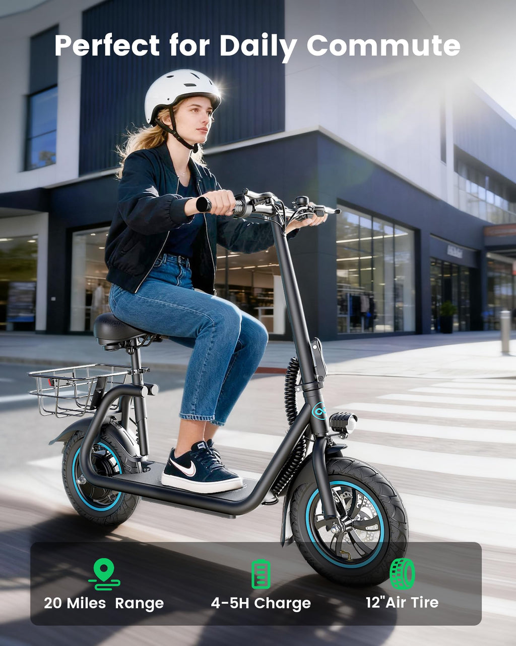 Electric Scooter with Seat & Basket B6561