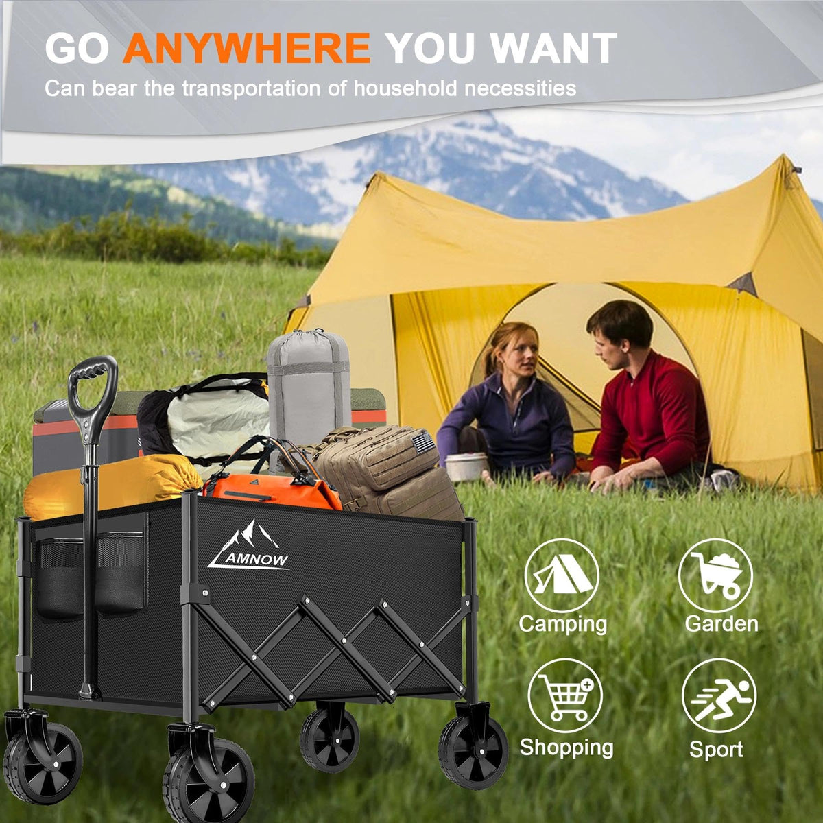 100L Collapsible Wagon Cart with All Terrain Wheels O1641