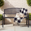 50" Iron Metal Outdoor Bench with Backrest and Armrests P130743