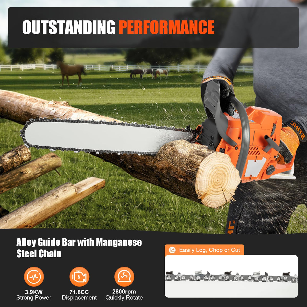 24'' 72CC 2-Stroke Gas Chainsaw S770