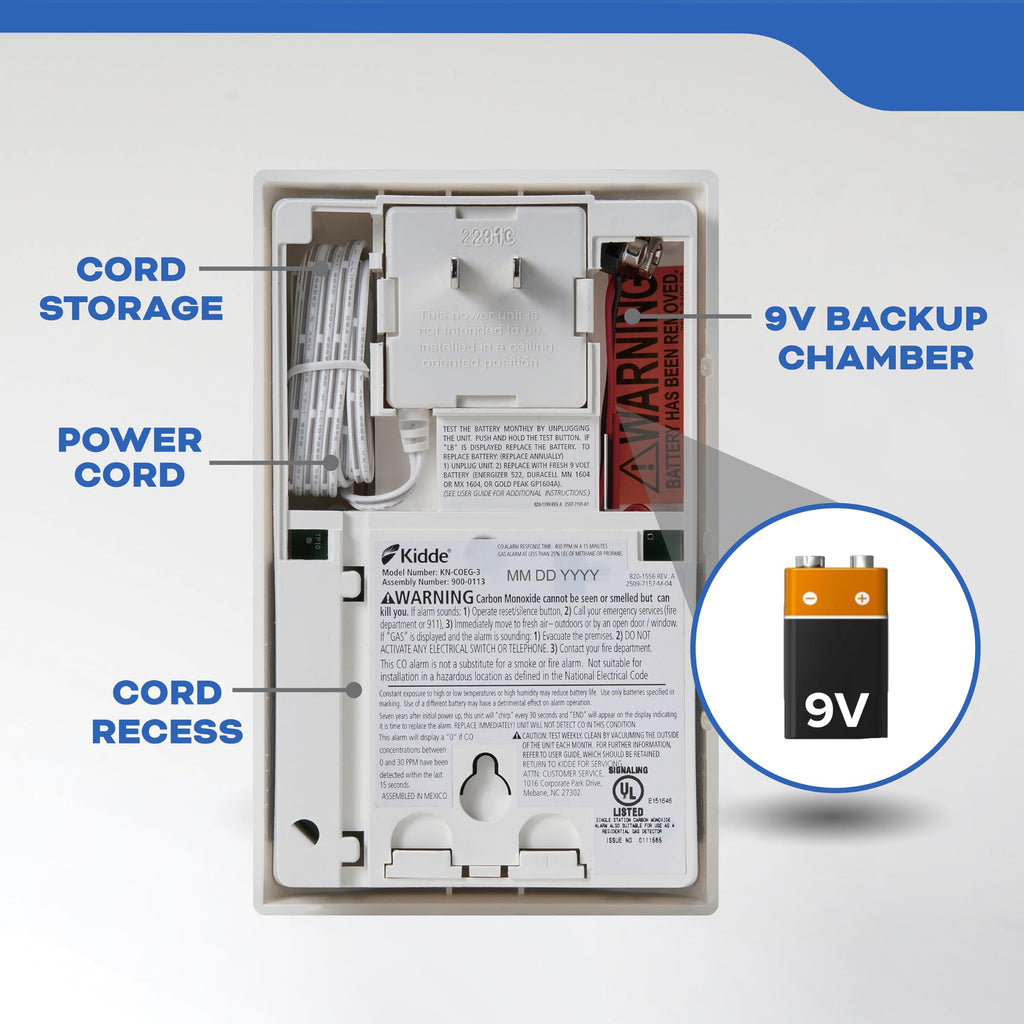 Carbon Monoxide & Explosive Gas Detector, Plug-in with Battery Backup E2198