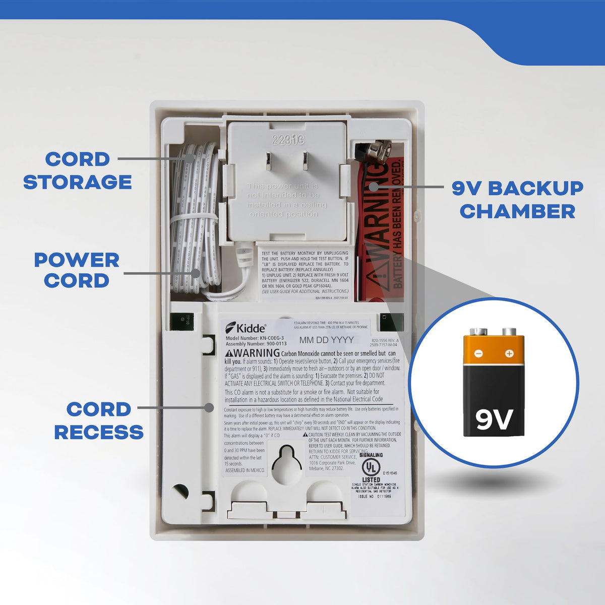 Carbon Monoxide & Explosive Gas Detector, Plug-in with Battery Backup E2198