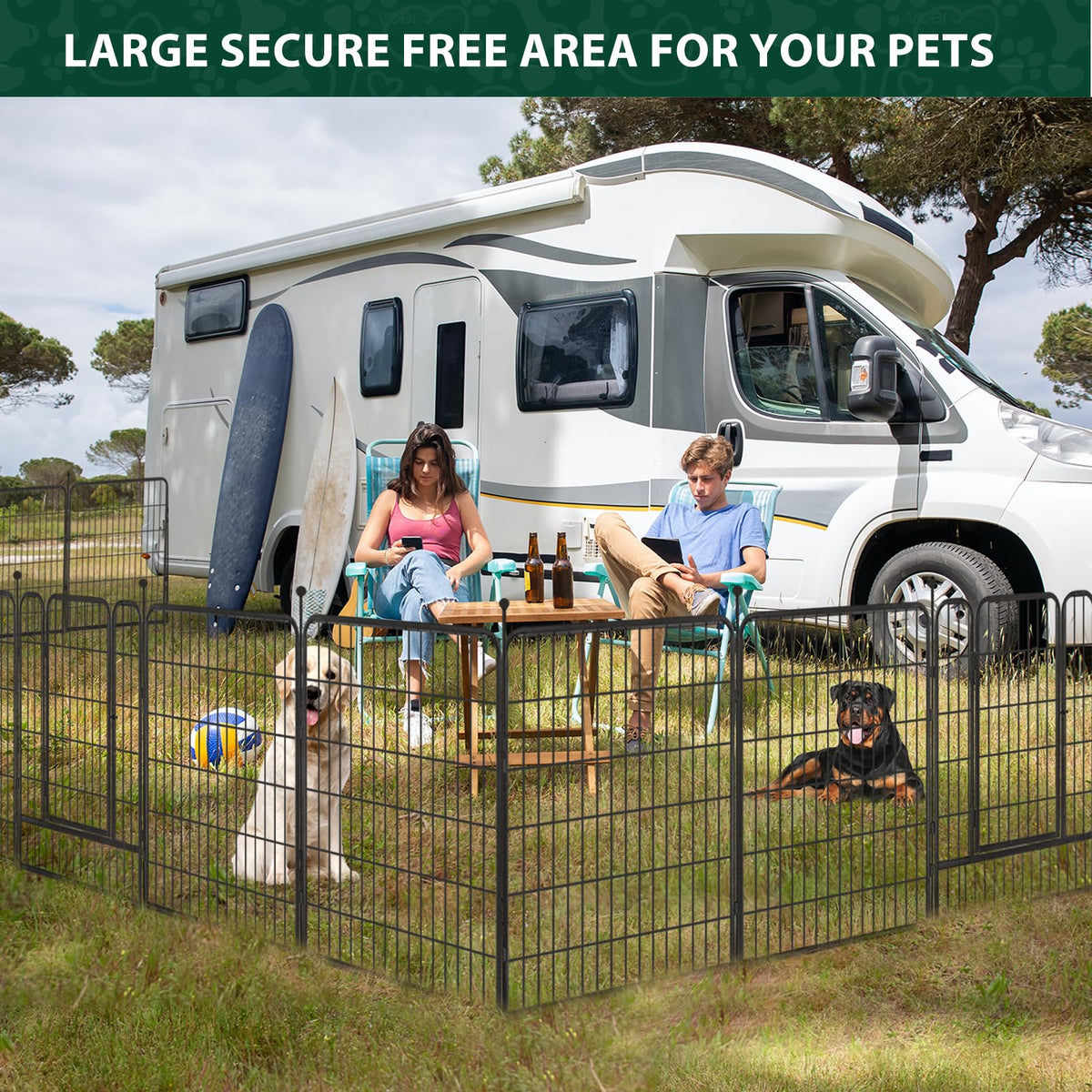 16 Panels 40" High Metal Dog Playpen with Gate I3660