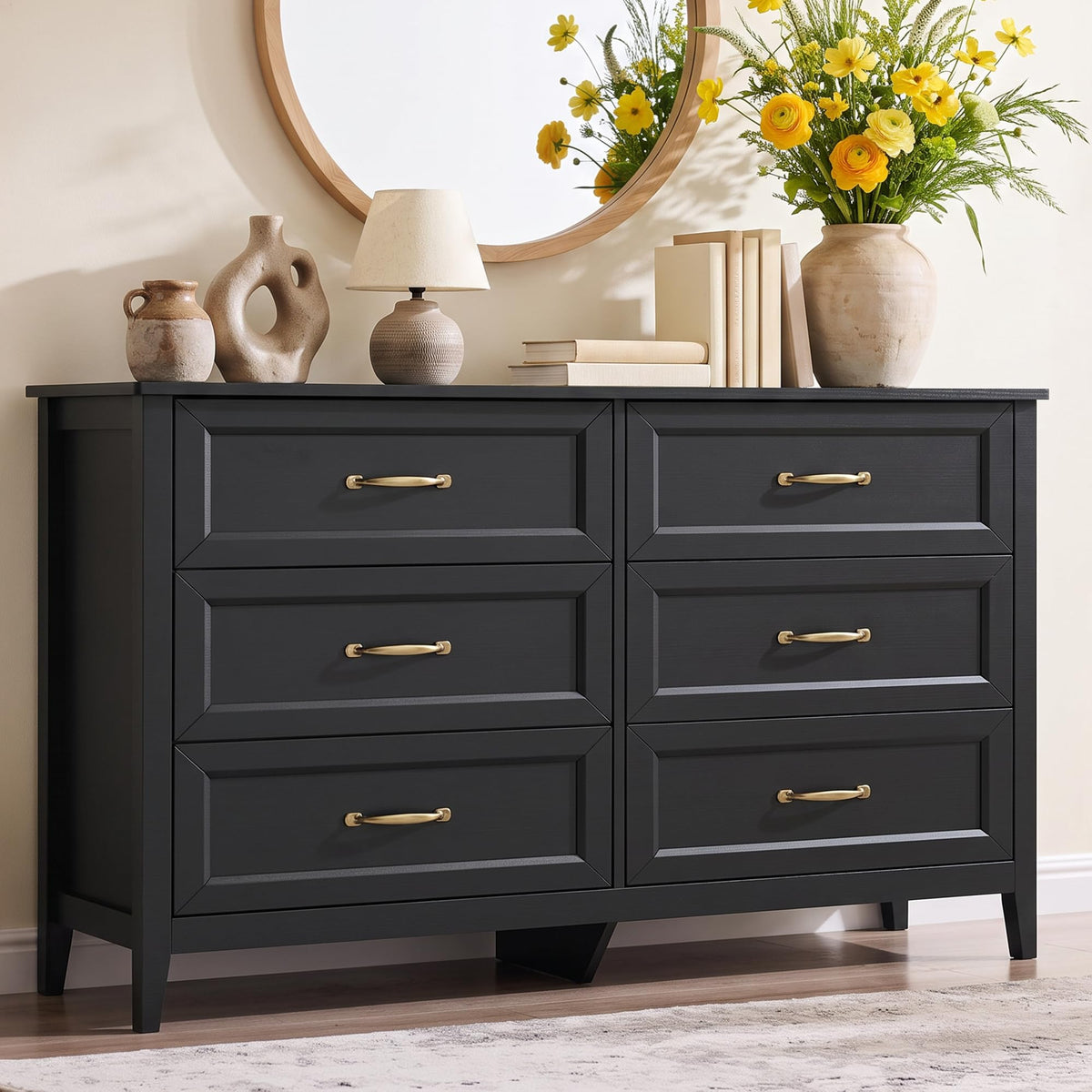 Black 6 Drawer Dresser P473