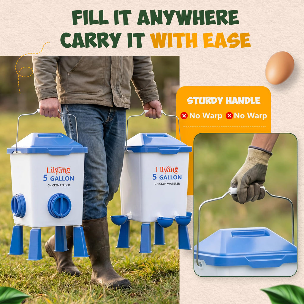 Chicken Feeder and Waterer Set 5 Gallon G693623