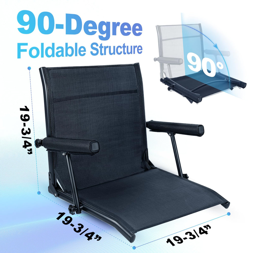 Fishing Boat Seat with Armrest, Mesh Fabric, Aluminum Frame, 350 LBS Capacity, Foldable L51753
