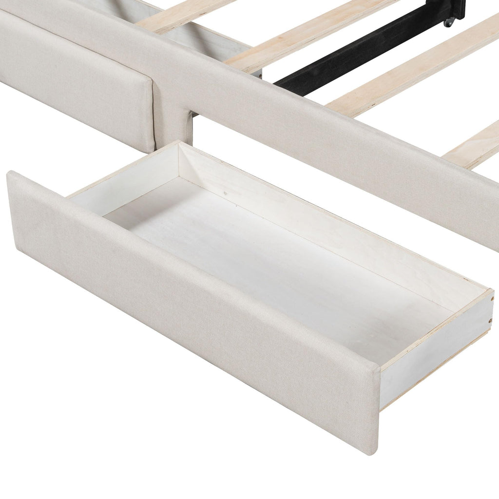 Linen Upholstered Daybed with Trundle and 2 Storage Drawers U932231