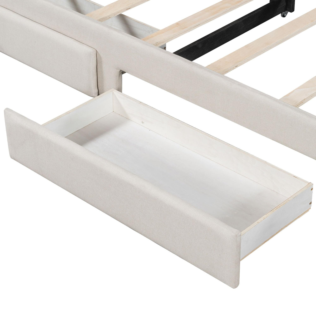 Linen Upholstered Daybed with Trundle and 2 Storage Drawers U932231