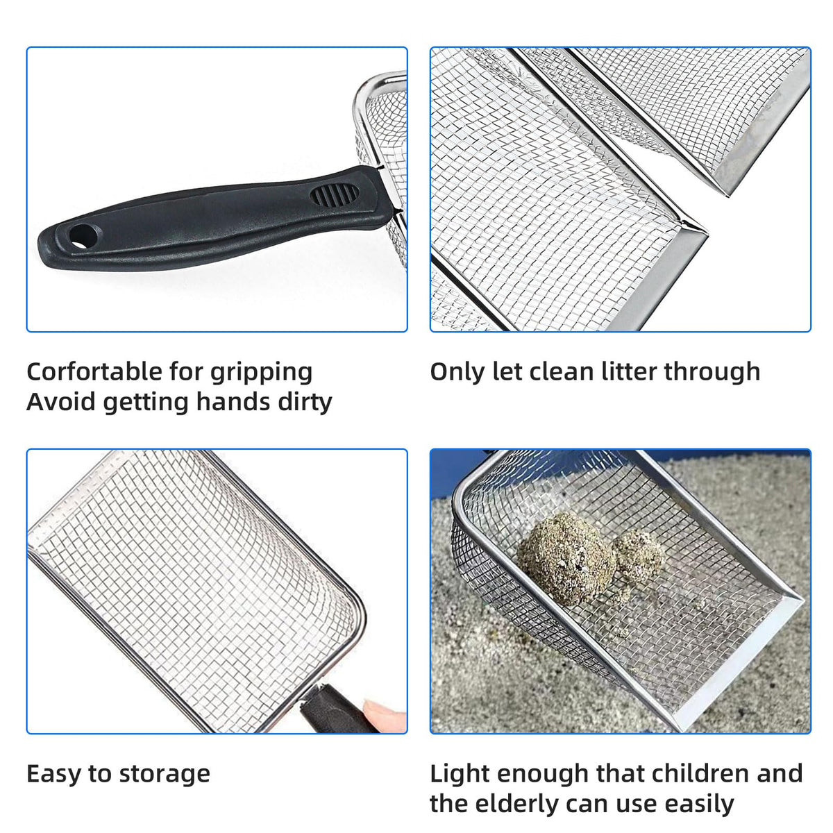 Stainless Steel Mesh Cat Litter Scoop 2.8mm Hole Y35743