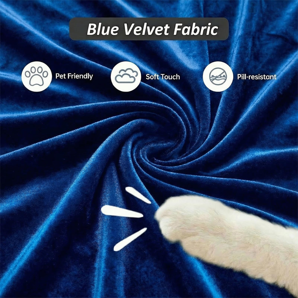 Navy Blue and Gold Velvet Sofa and Loveseat Set with 4 Pillows G315150