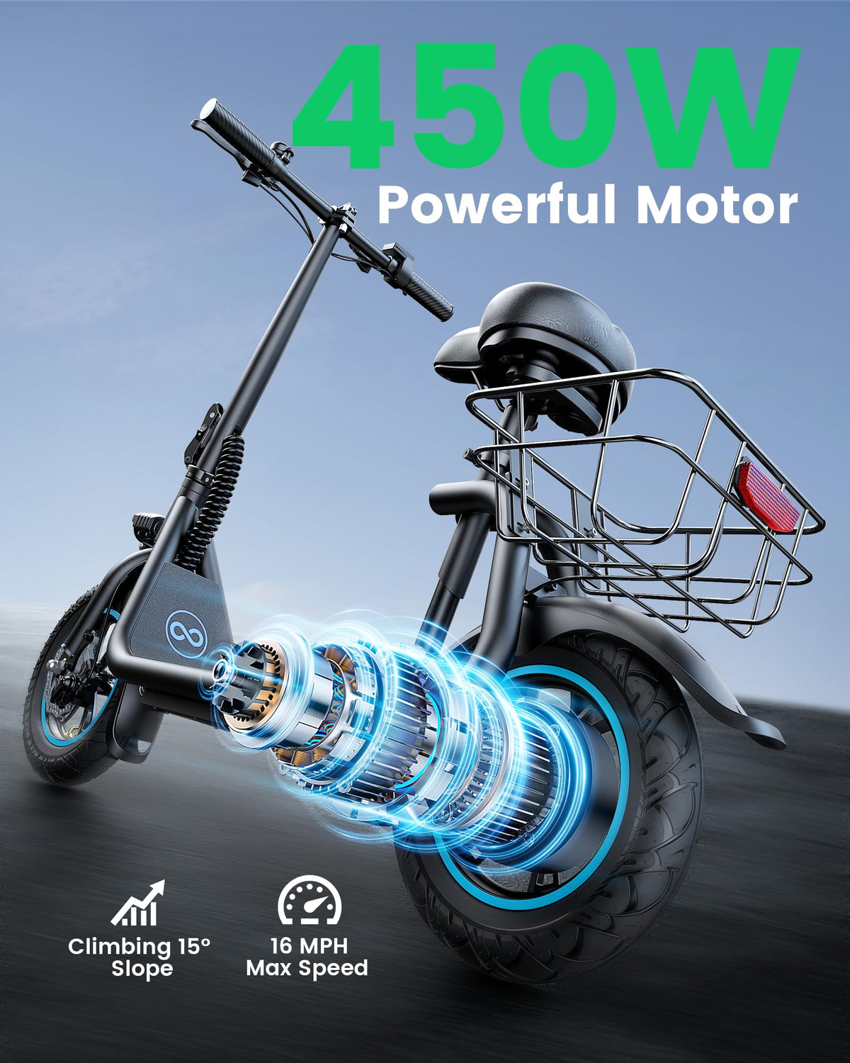 Electric Scooter with Seat & Basket B6561