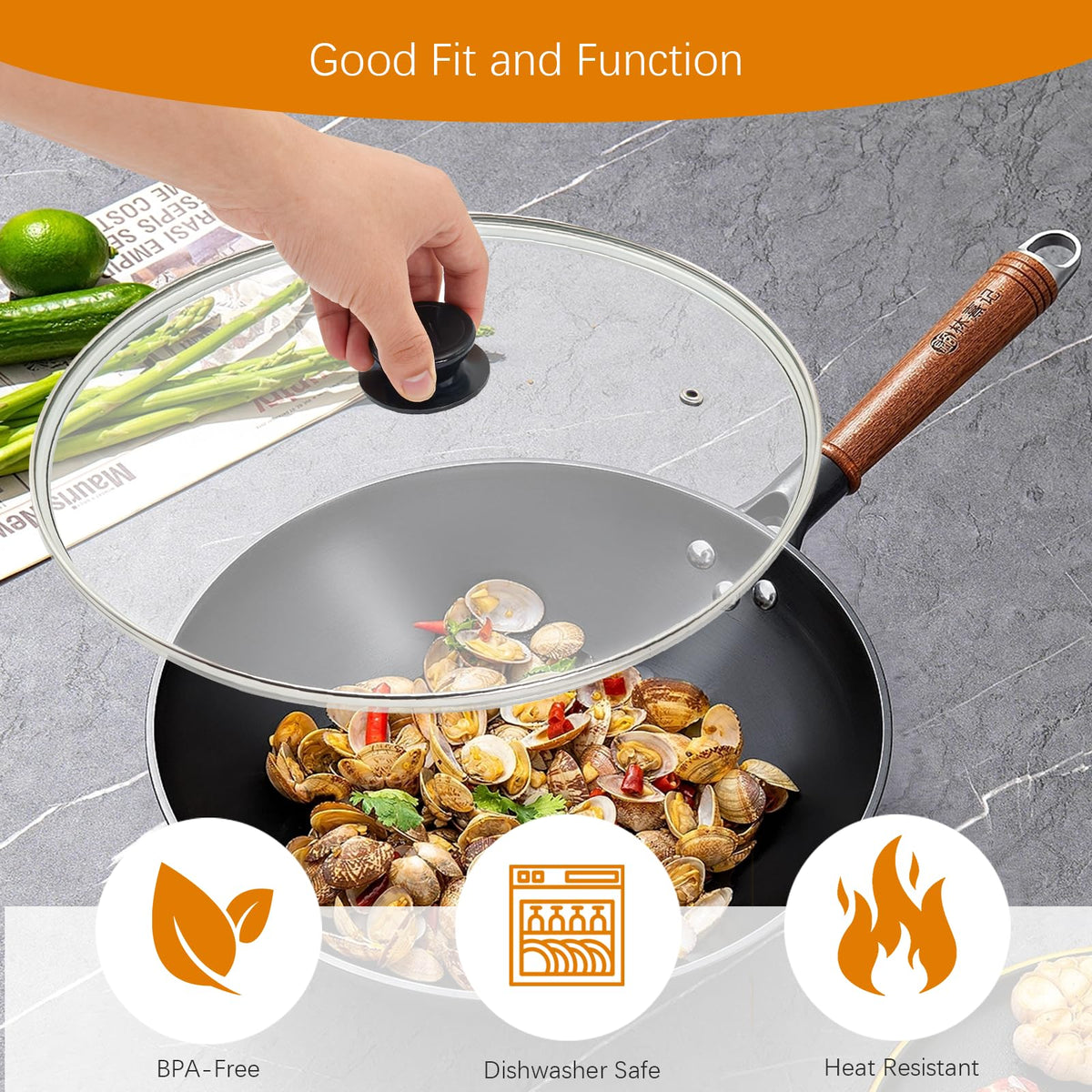 13 Inch Clear Tempered Glass Pan Lid L9887