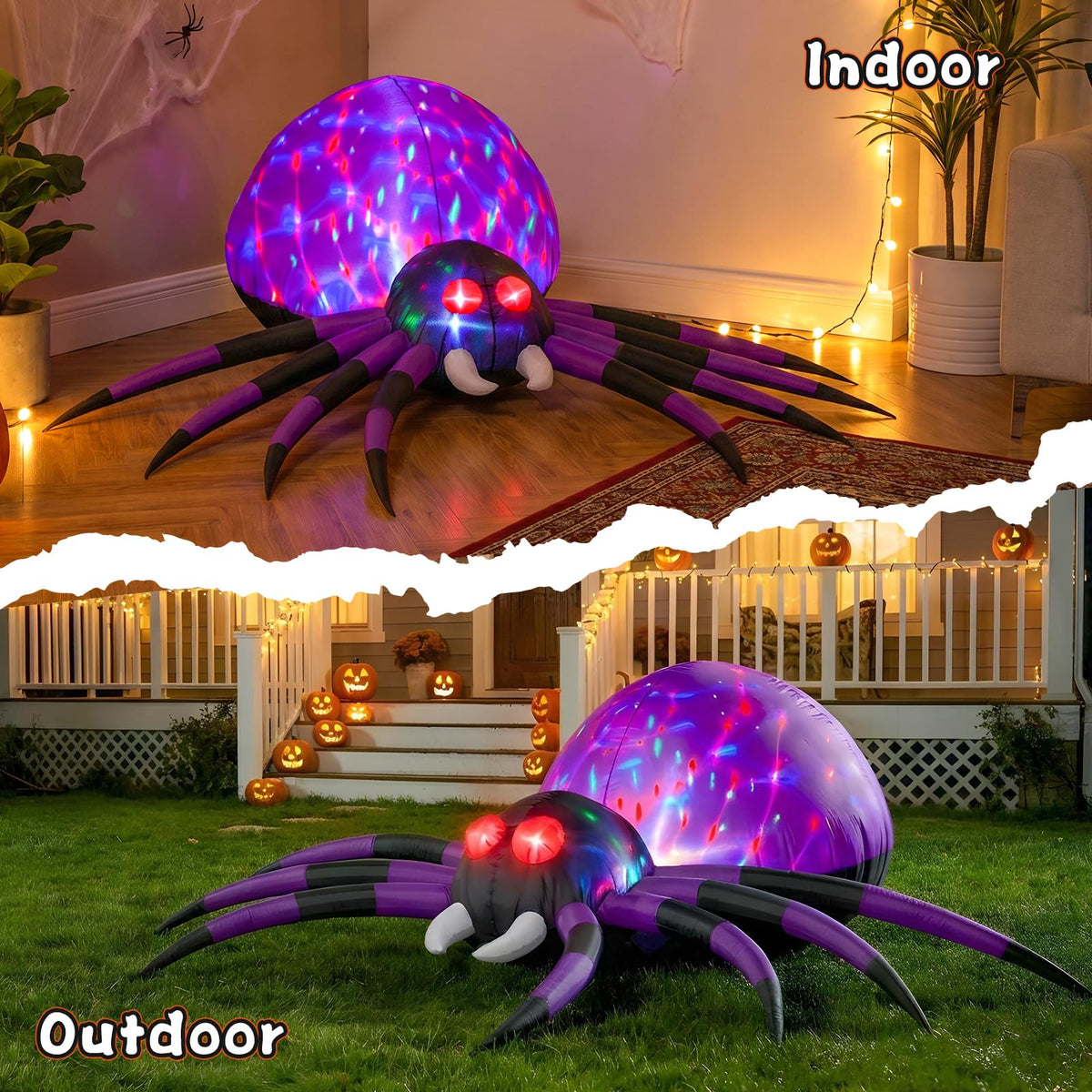 6 FT Inflatable Spider Outdoor Decoration with LED Lights J38514